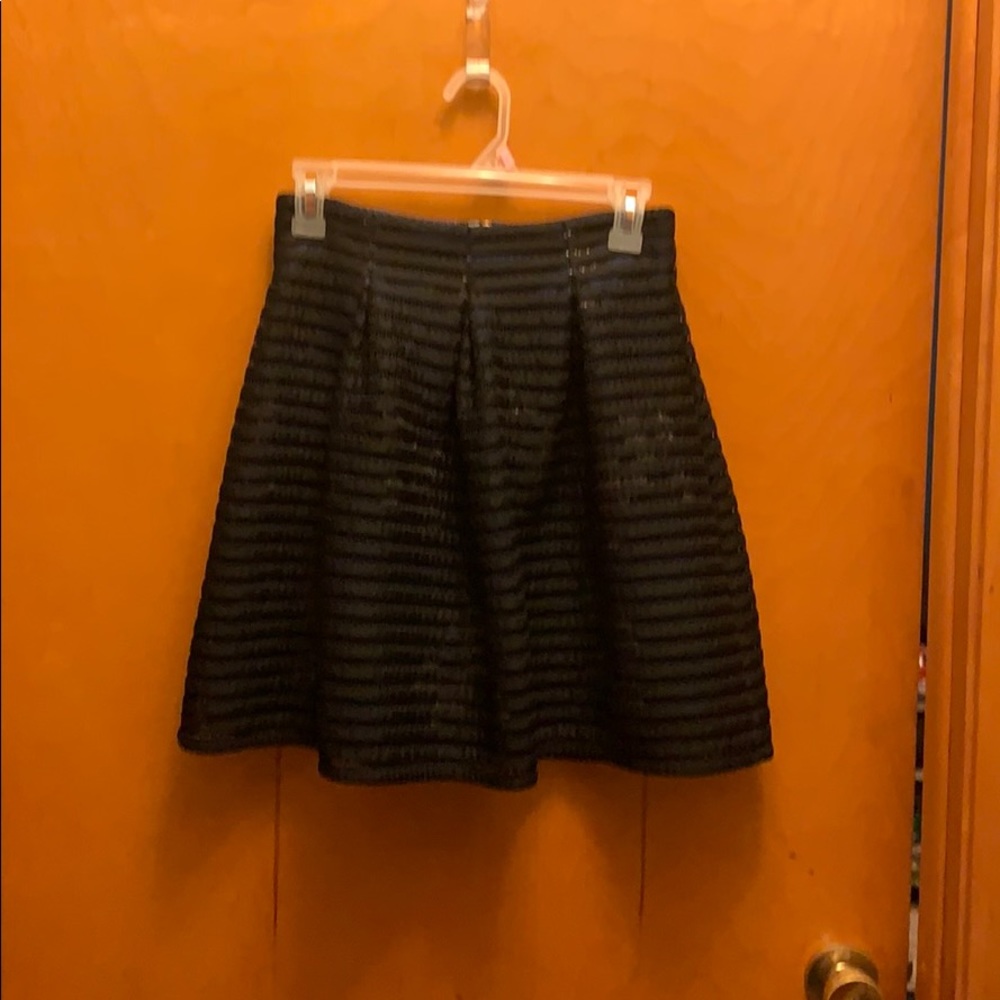 Blue skirt with flower pattern, Black net overlay